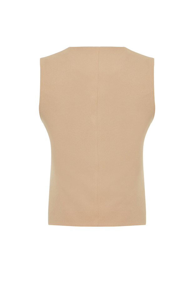 Vizon Fitted Düğmeli Crop Dokuma Yelek TWOSS21YE0009 - 8