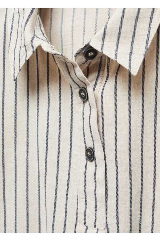 Çizgili Pijama Gömlek - 8