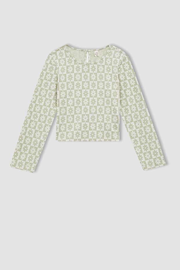 Kız Çocuk Çiçekli Uzun Kollu Bluz Etek 2'li Takım - 8