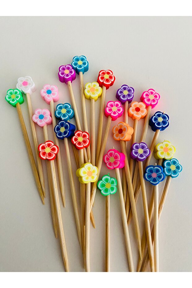NO:42 - 30 pcs Decorative Beaded Promise Engagement Birthday Party Cupcake Mevlüt Ornament Toothpick