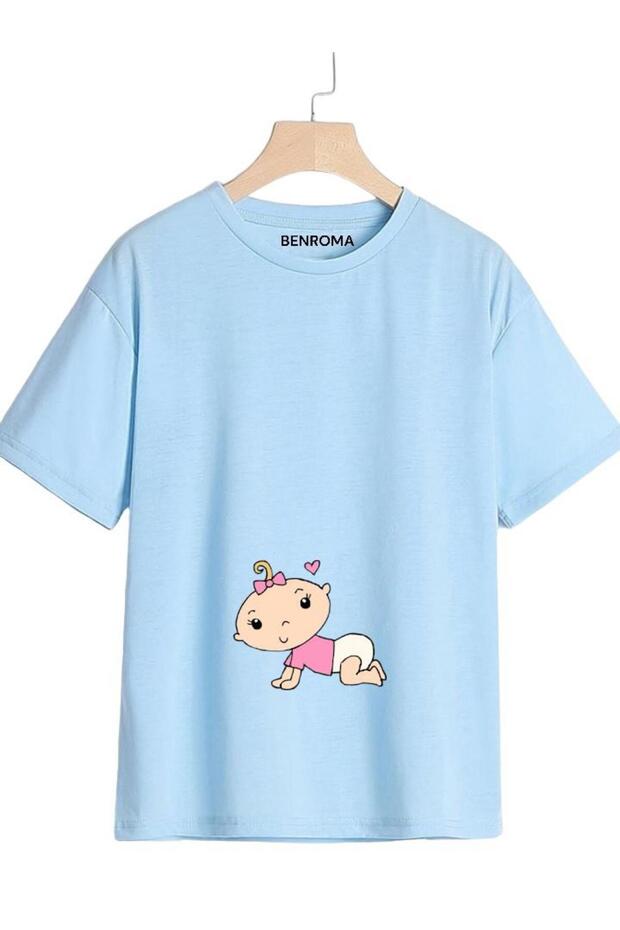 BASKILI HAMİLE TİŞÖRT - 1