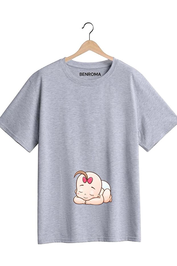 BASKILI HAMİLE TİŞÖRT - 1