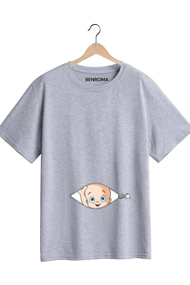 BASKILI HAMİLE TİŞÖRT - 1