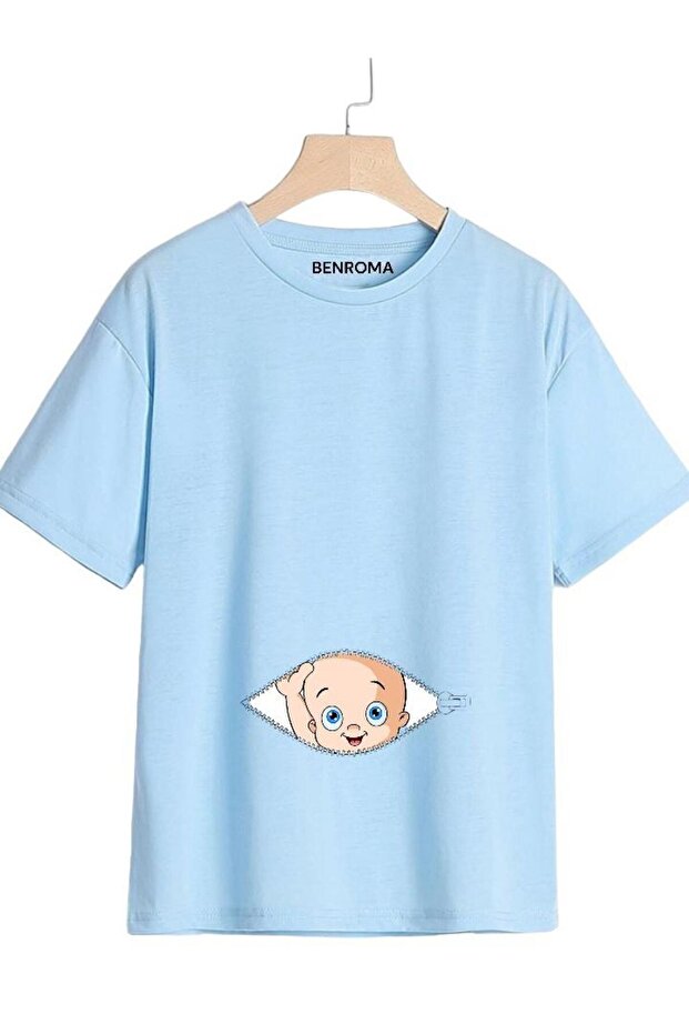 BASKILI HAMİLE TİŞÖRT - 1