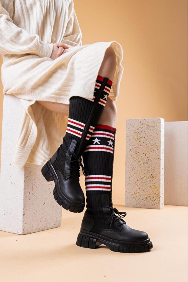 Leo Siyah Triko Kadın Bot - 2