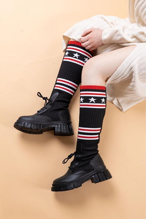 Leo Siyah Triko Kadın Bot - 4