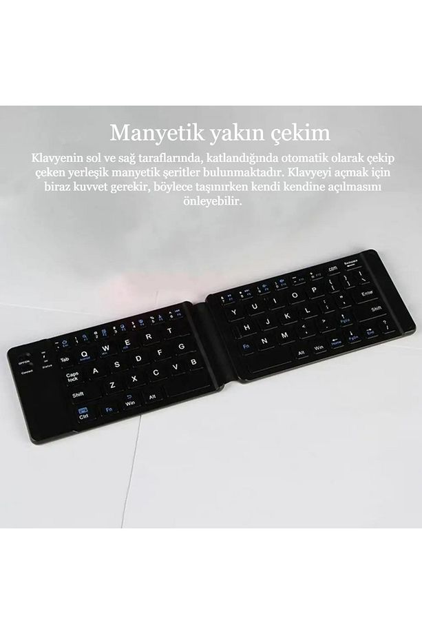 Xiaomi redmi tab 6 uyumlu Tablet telefon Katlanabilir Bluetooth Mini  klavye kablosuz tuş takımı - 7