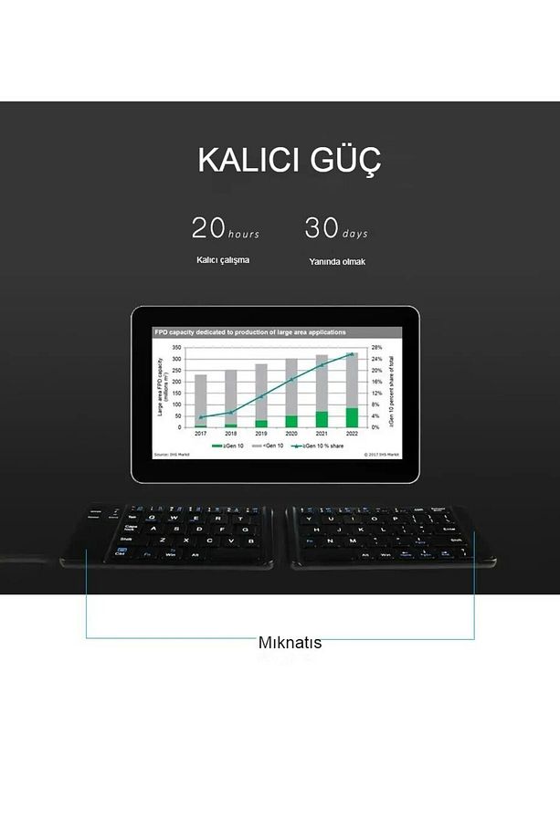 Xiaomi redmi tab 6 uyumlu Tablet telefon Katlanabilir Bluetooth Mini  klavye kablosuz tuş takımı - 6