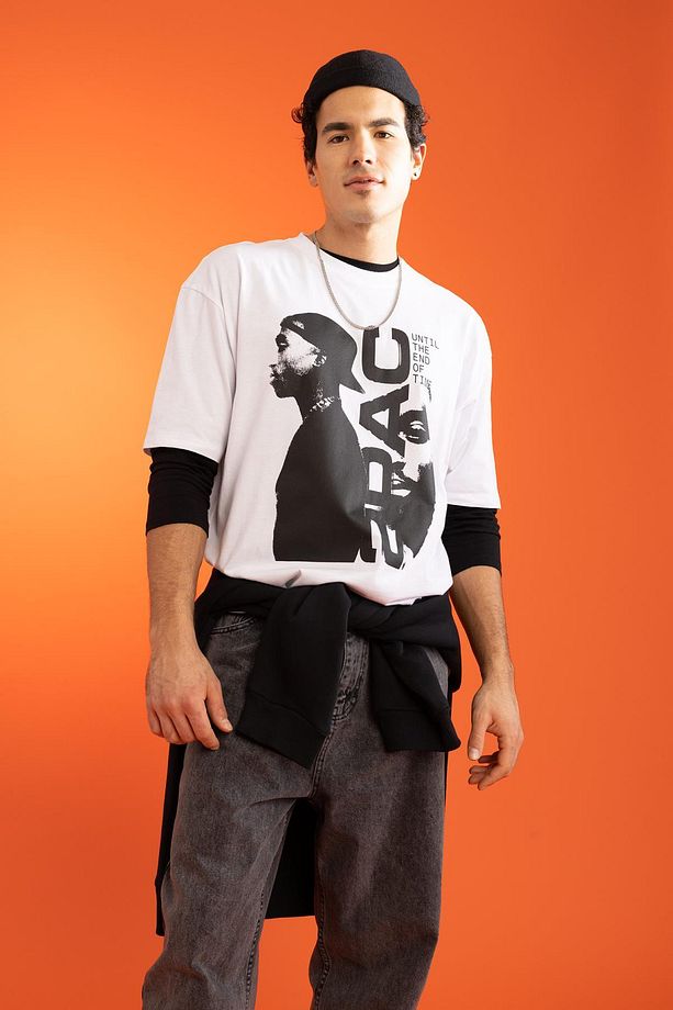 Tupac Oversize Fit Bisiklet Yaka Kısa Kollu 100 Pamuk Tişört Z4157az23sp - 1