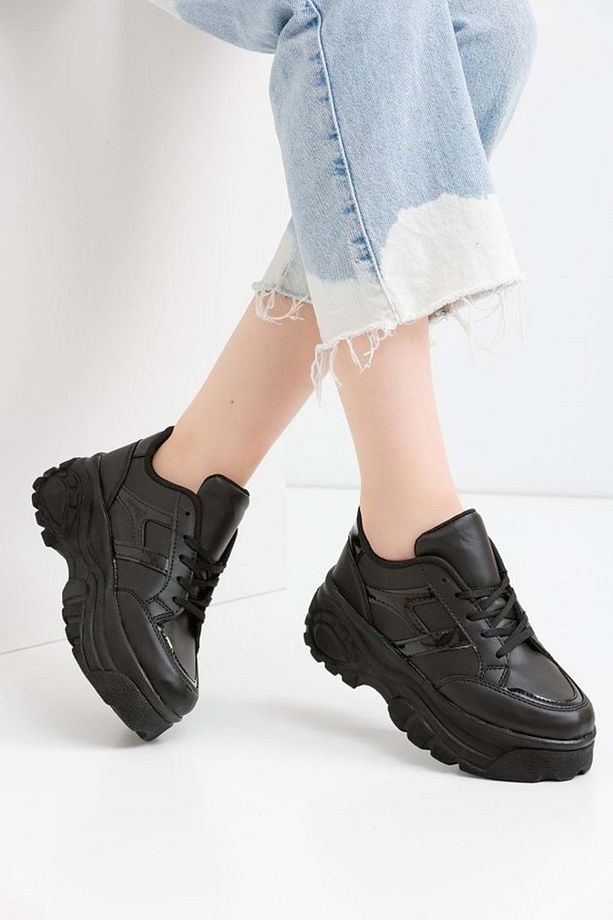 Siyah Kadın Spor Ayakkabı Günlük Rahat Yüksek Taban Sneaker Dévida Air Vega Series X502 - 3