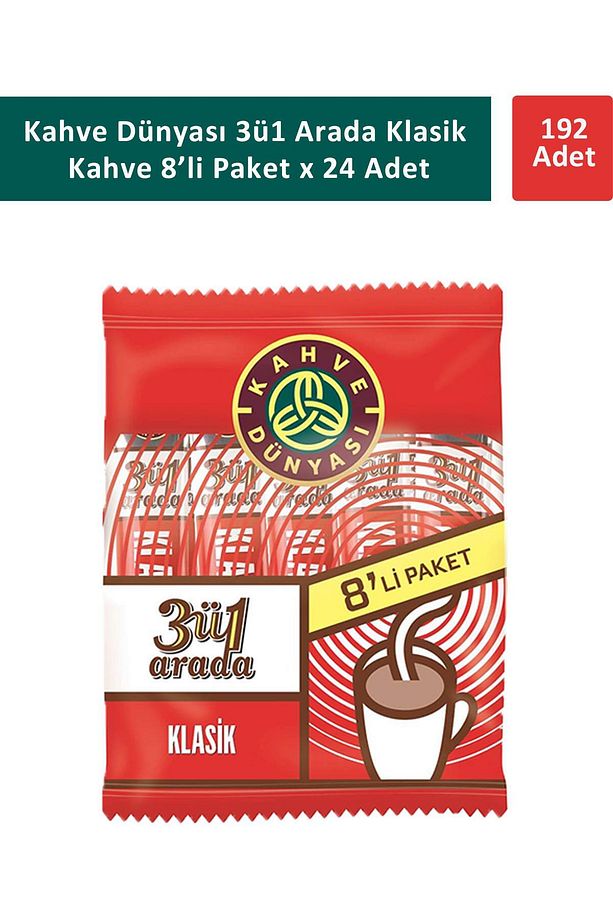 3ü1 Arada Klasik Kahve 8 x 18 gr x 24 Adet - 1