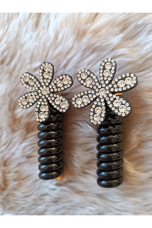 Crystal Stone Daisy Model Twisted Spring Pasta Buckle (2 pieces)