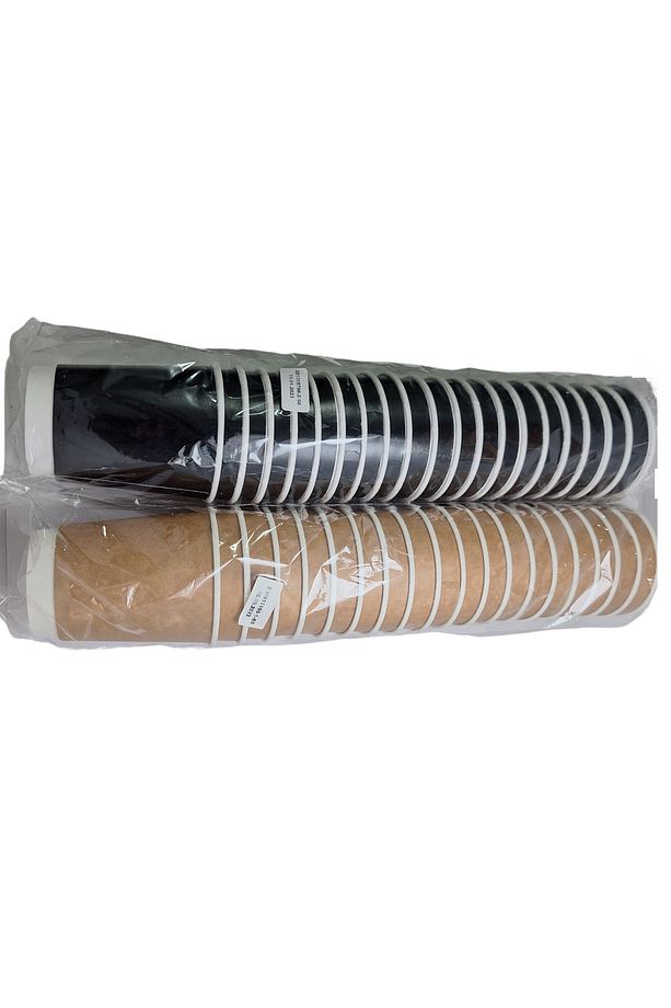 Double Wall Karton Kağıt Bardak Kraft Siyah 8 Oz 240ML Siyah Kapaklı 40 Adet - 2