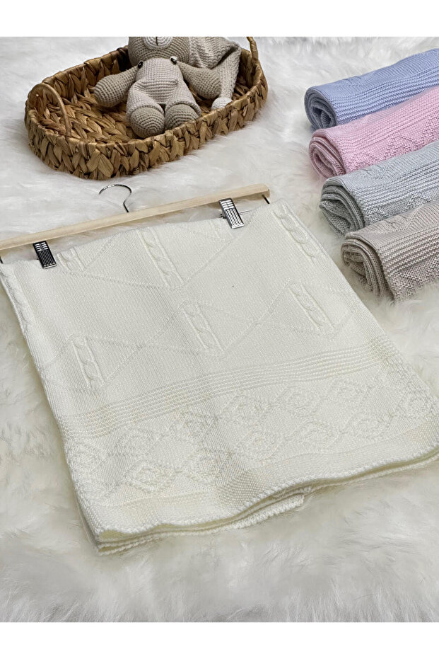 LITTELAND BAKLAVA PATTERNED HAIR KNITTED KNITWEAR BABY BLANKET