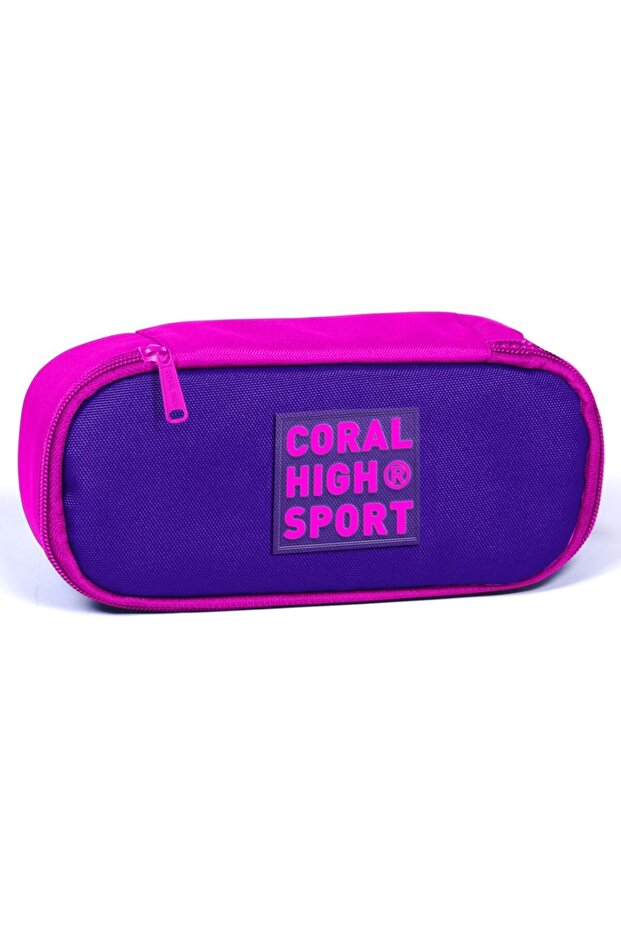 Sport Purple Pink Oval Pencil Bag with Inner Compartment