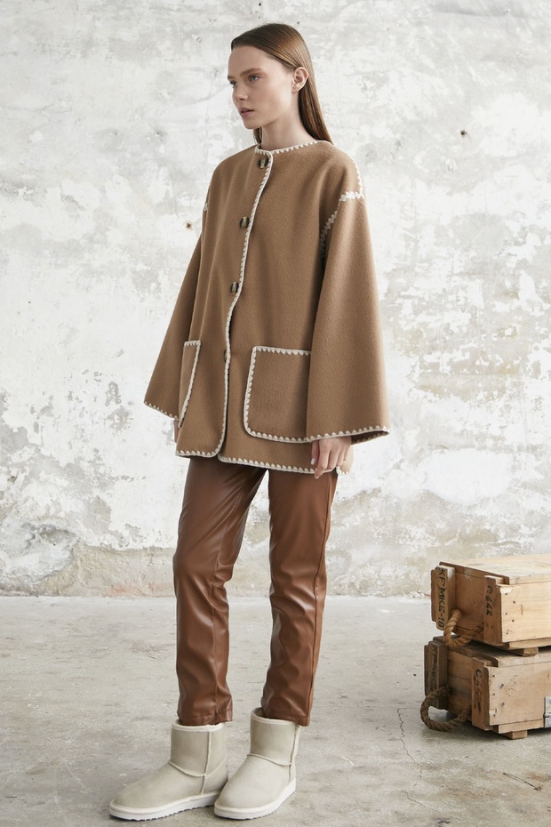 Jachetă cu eșarfă Alira - Camel - 4