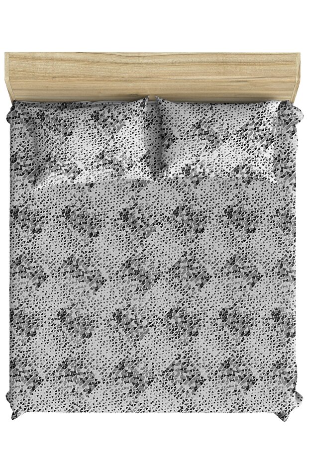 قطن بولي قطن مثلثات هندسية 160x200+2*(50x70) طقم ملاءة سرير مرنة مزدوجة