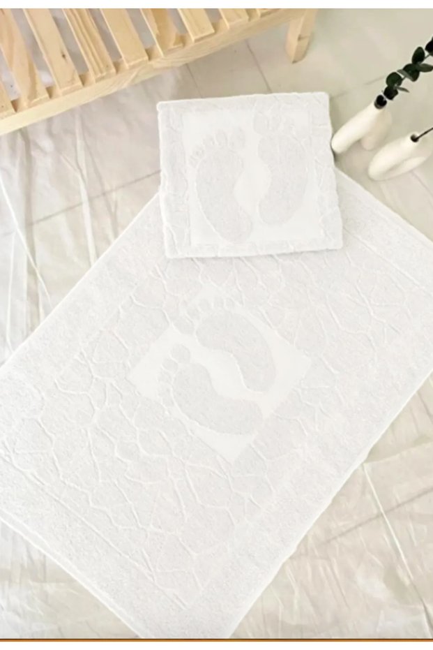 2 Pieces White Cotton Foot Towels / Set of 2 Cotton 50cm x 70 cm Foot Towels