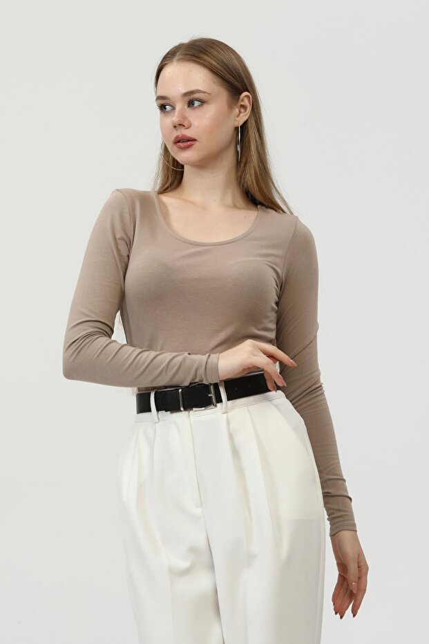 Ams Basıc Bluz-süt Kahve - 5