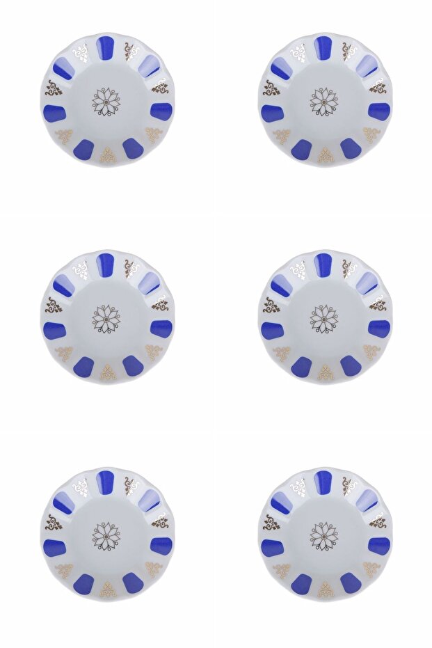 Blue Gilded Tea Plate 11cm 6 Pieces 04POR005232