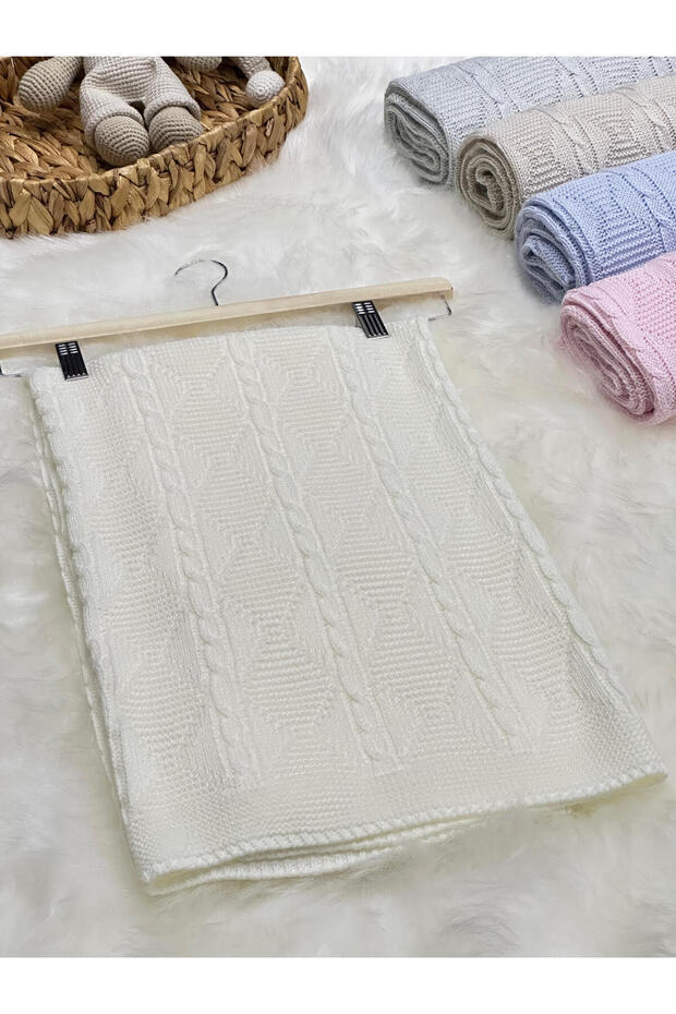 LITTELAND BAKLAVA PATTERNED HAIR KNITTED KNITWEAR BABY BLANKET