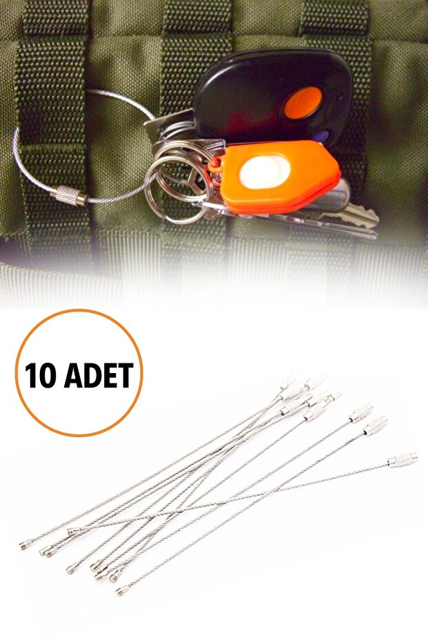 ® 10'lu Paslanmaz Çelik Tel Anahtarlık - 4