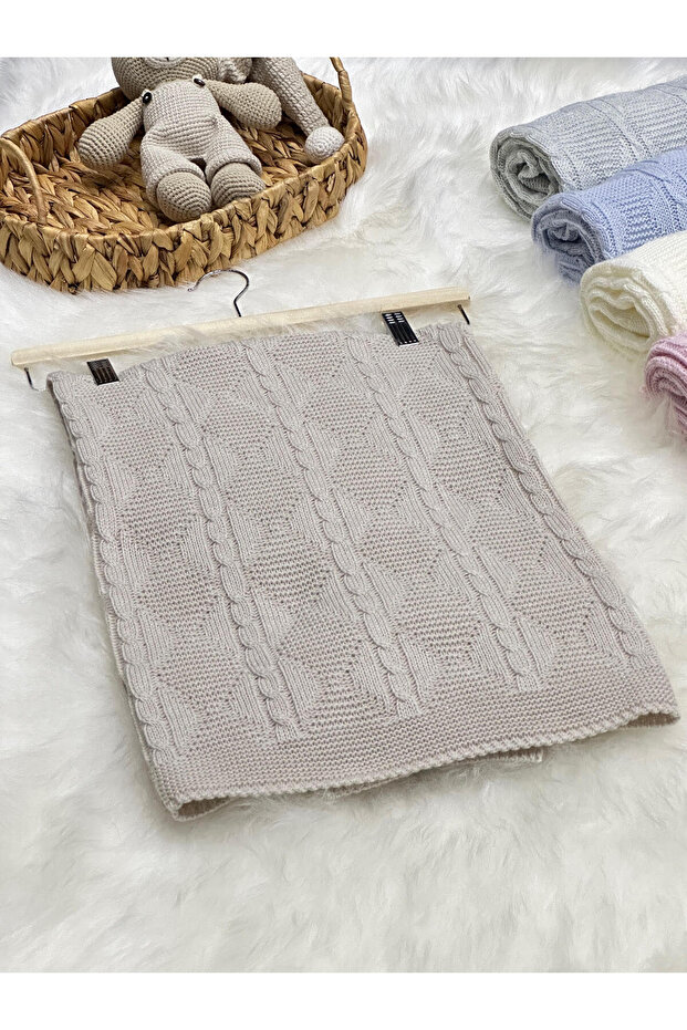 LITTELAND BAKLAVA PATTERNED HAIR KNITTED KNITWEAR BABY BLANKET