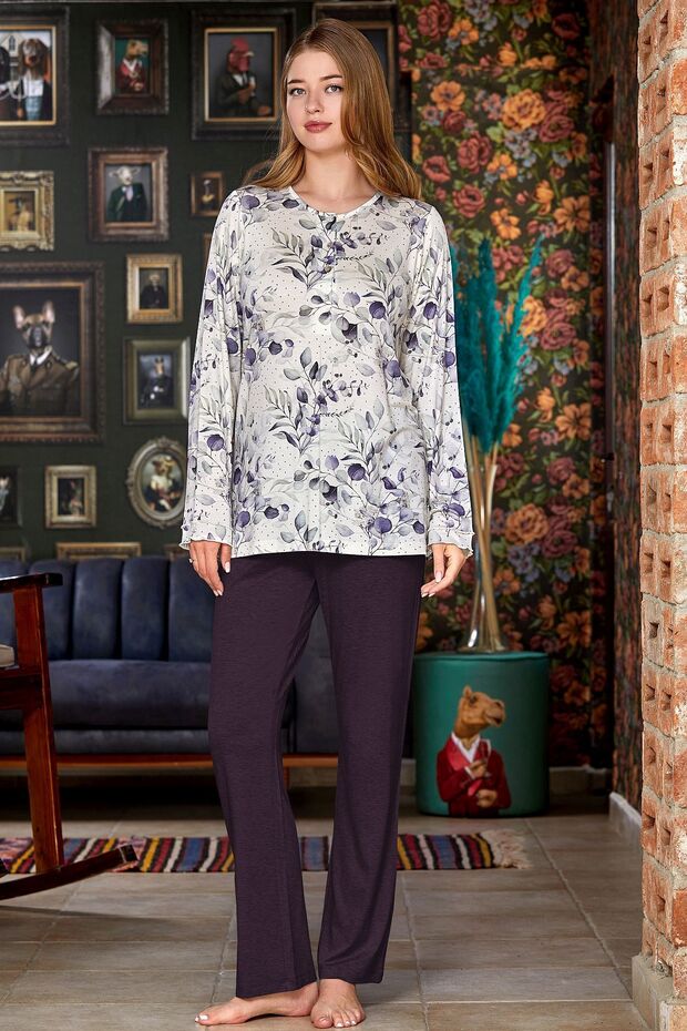 23105 Large Size Women's Pajama Set-indigo