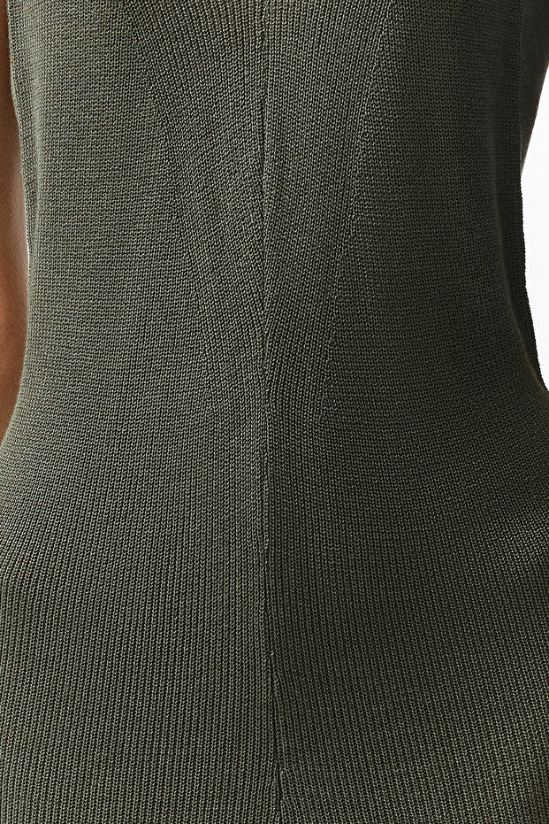 Khaki Maxi Strick Basic Kleid TWOSS20EL1574 - 3