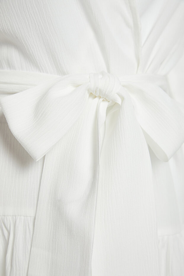 Plaj Giyim Beyaz Dokuma Fırfırlı Kuşaklı Mini Kimono&Kaftan TBESS24KM00032 - 8