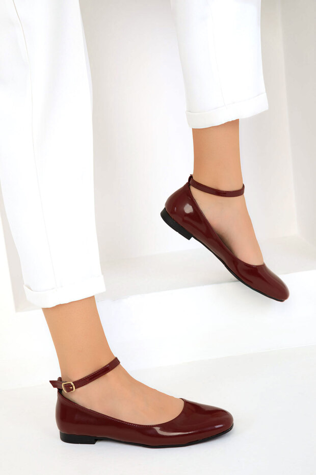 Claret Red lakkbőr női balerinák 18894 - 1