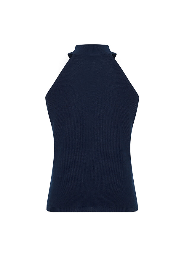 Lacivert Halter Yaka Basic Triko Bluz TWOSS24BZ00150 - 8