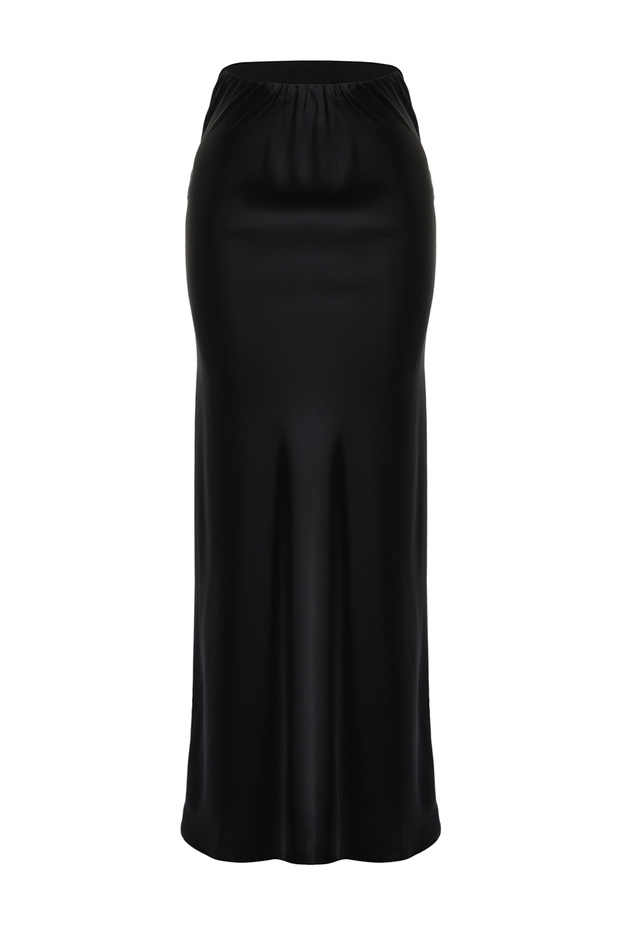 Siyah Saten Balık Shape Maxi Boy Dokuma Etek TWOSS24ET00120 - 6