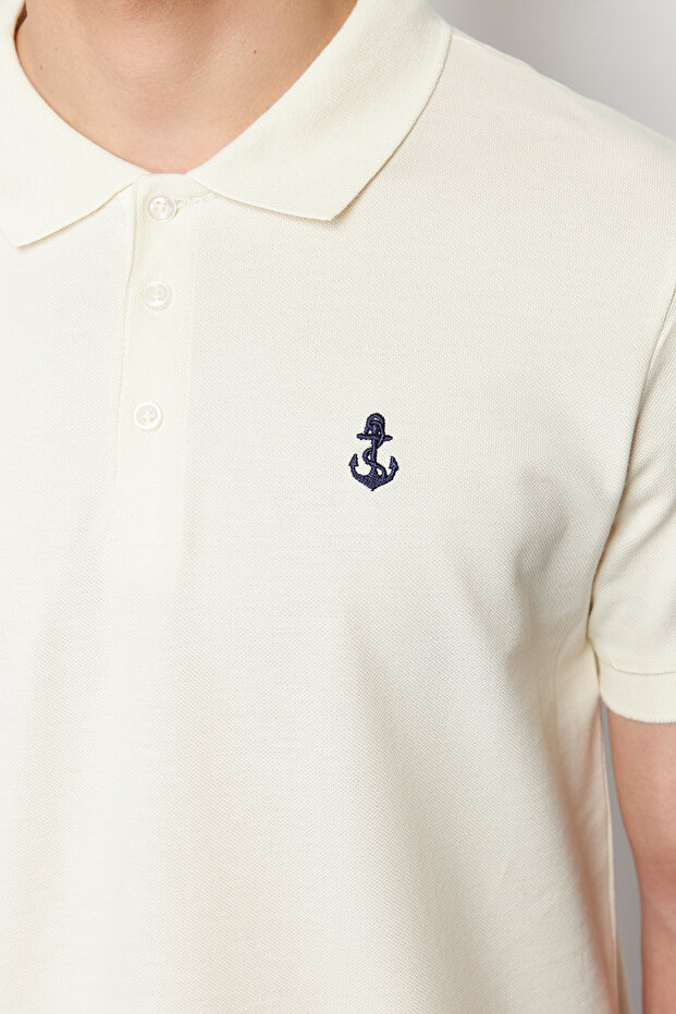 Taş Regular/Normal Kesim Kısa Kol Dokulu %100 Pamuk Polo Yaka T-shirt TMNSS23PO00031 - 6