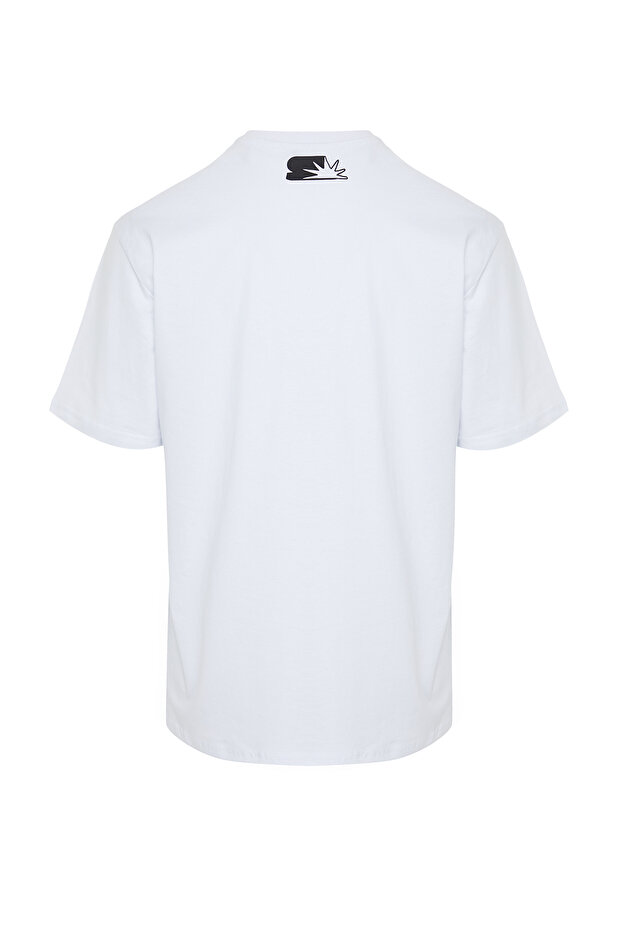 Siyah Oversize/Geniş Kesim Yazı Baskılı Renk Bloklu %100 Pamuklu Kısa Kol T-Shirt TMNSS24TS00129 - 8
