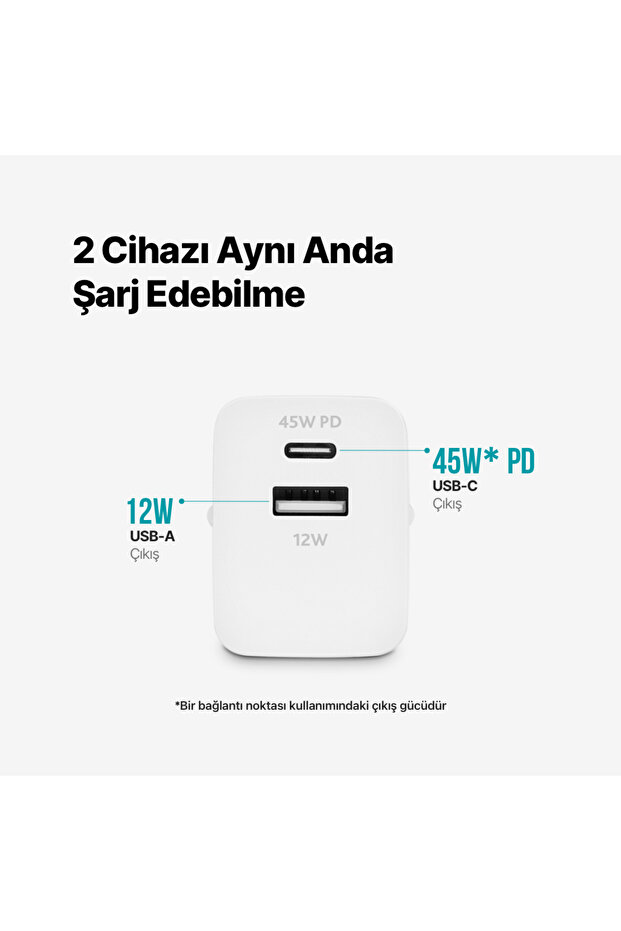 Smartcharger Duo Pd 45w Seyahat Hızlı Şarj Aleti Usb-c+usb-a - 3