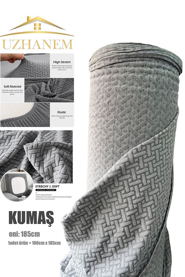 jakarlı kumaş , kirlent kılıfı koltuk kılıfı için kullanılır , kalın esnektir 100cm x 185cm - 1