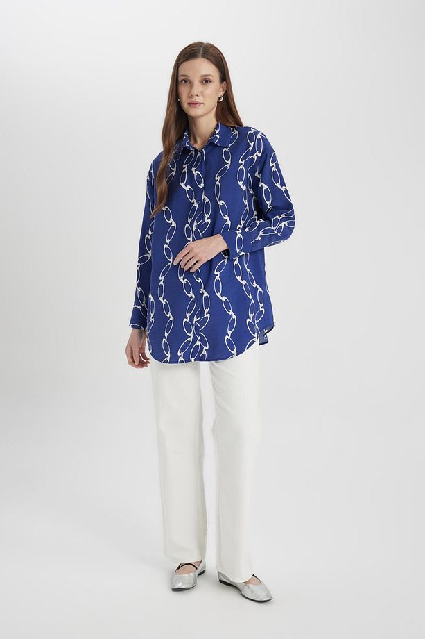 Relax Fit Desenli Uzun Kollu Gömlek Tunik A5308ax24sm - 2