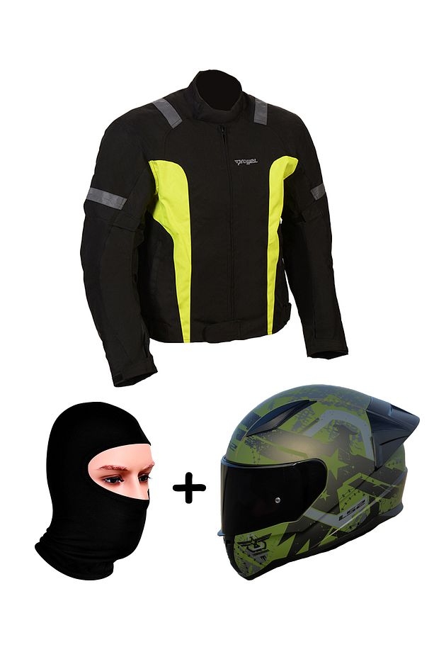 Prohel Gambıa Mont Siyah-Sarı+RAPID 2 RACE THUNDER BIRDS MAT YEŞİL-SİYAH KASK+Prohel Balaklava - 1