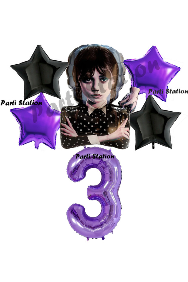 Wednesday Balloon Set 3 Years Old Wednesday Addams Purple Number Balloon Concept Birthday Party Balloon Set