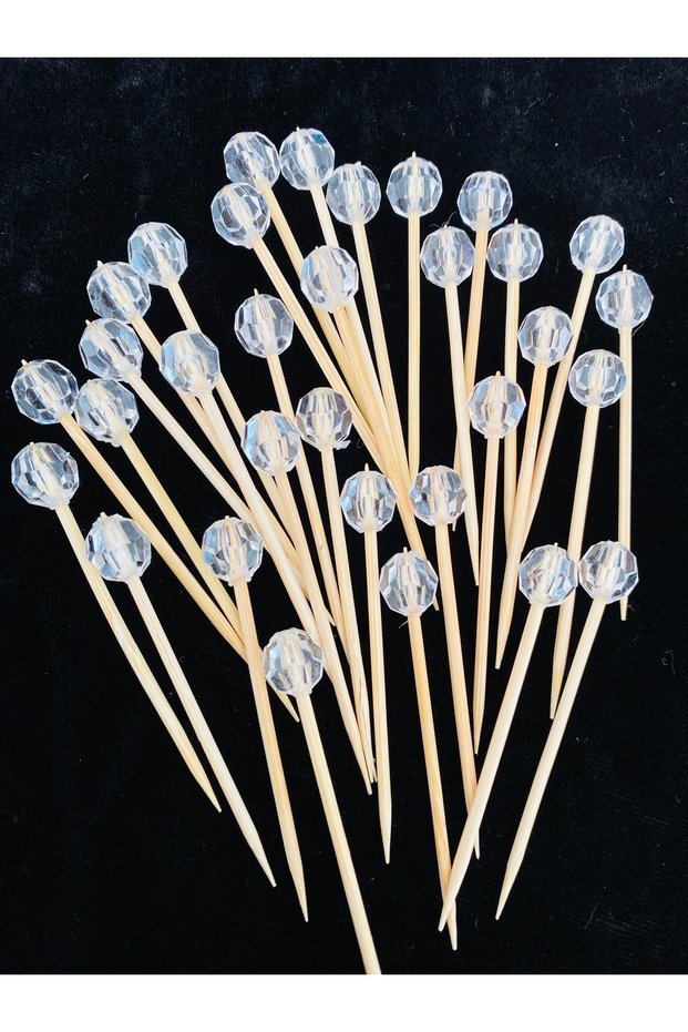 NO:28 - 50 pcs Decorative Beaded Promise Engagement Birthday Party Cupcake Mevlüt Ornament Toothpick