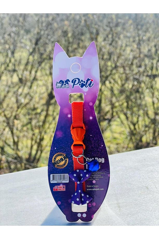 Papyonlu Kedi Boyun Tasması Zilli , 7 Renk 1 Adet - 1
