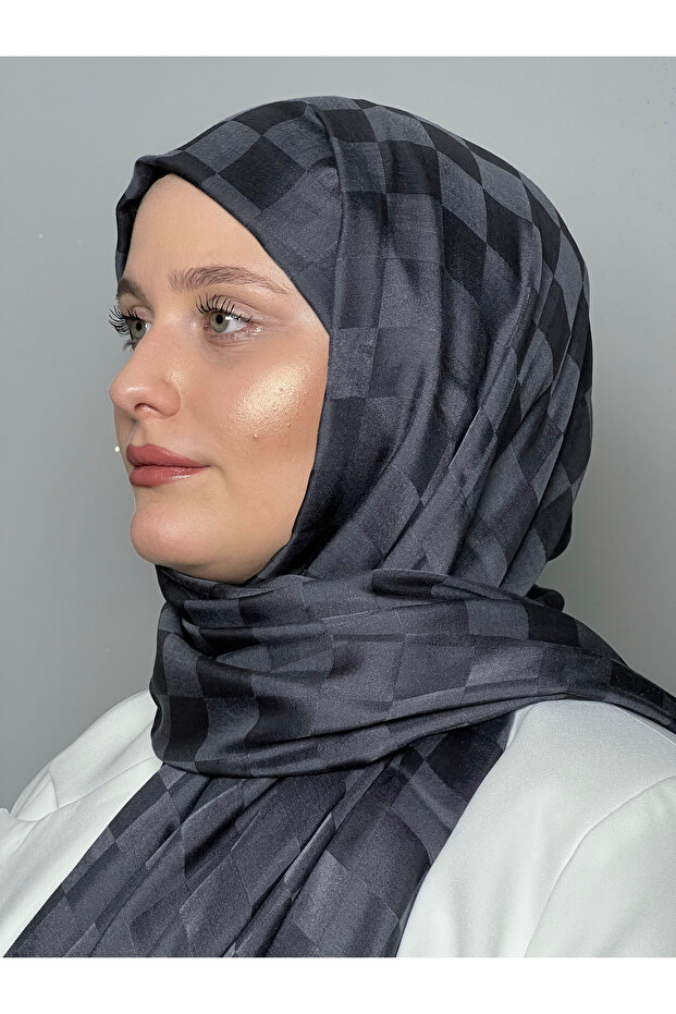 Silky Jacquard Damask Patterned Shawl - 1