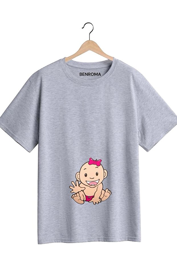 BASKILI HAMİLE TİŞÖRT - 1