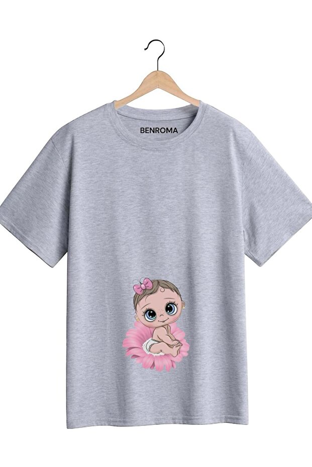 BASKILI HAMİLE TİŞÖRT - 1