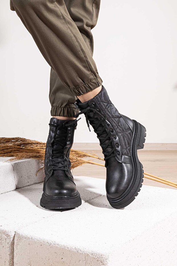 Doe Kadın Paraşüt Kumaş Kalın Tabanlı Bot - 5