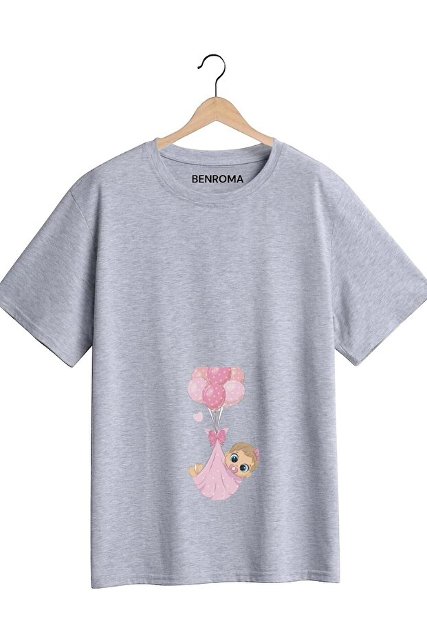 BASKILI HAMİLE TİŞÖRT - 1