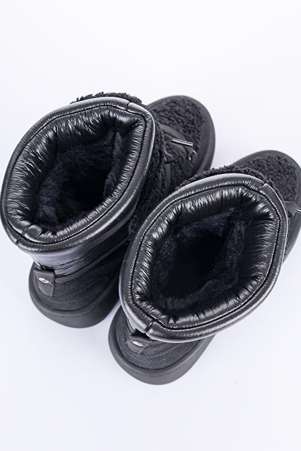 Pelomi Kadın Kalın Taban Paraşüt Kumaş Siyah Kar Botu - 6