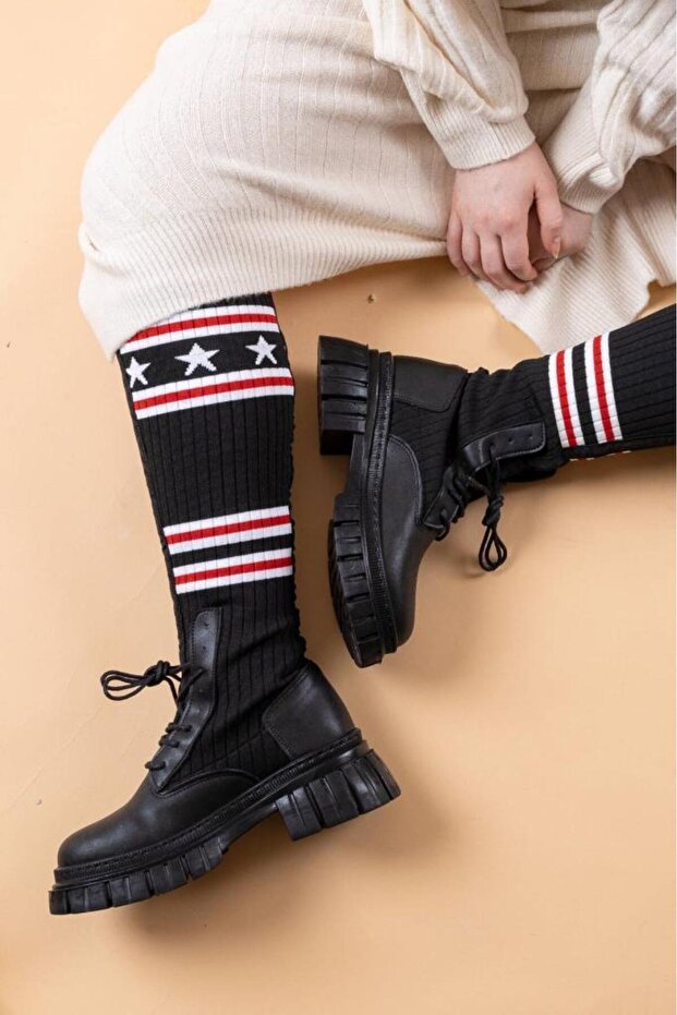 Leo Siyah Triko Kadın Bot - 5