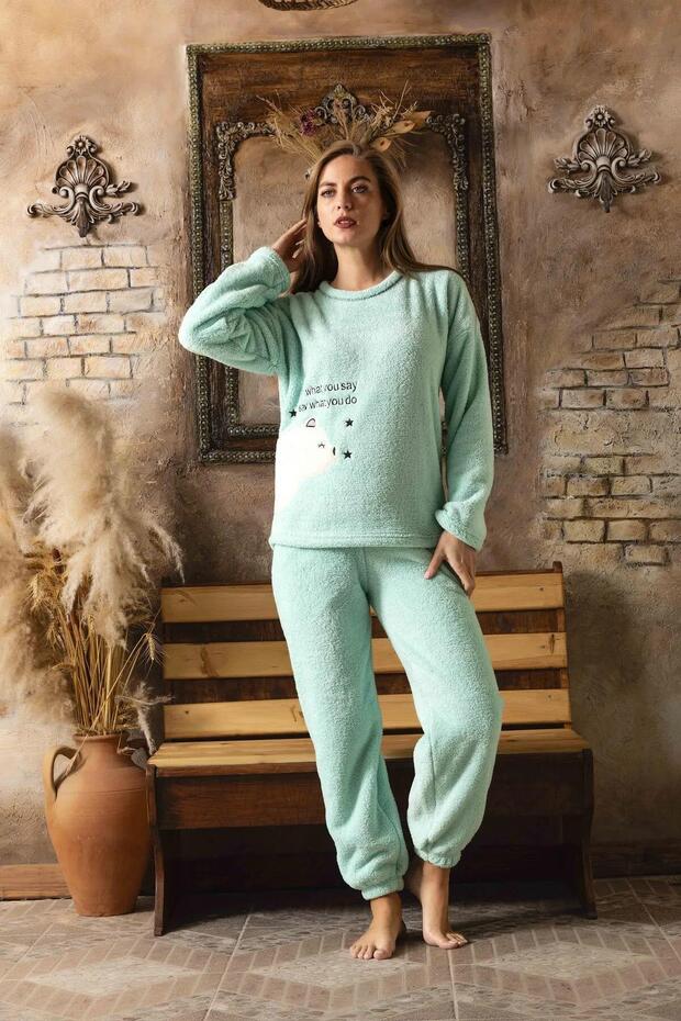 Női nyakú törölköző Velsoft pizsama szett plüss téli - 3